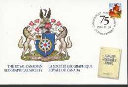 CANADA 2004 COMMEMORATIVE COVER CANADIAN GEOGRAPHICAL SOCIETY VALUE US $2.25 - Enveloppes Commémoratives