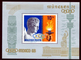 HUNGARY 1969 Olympic Publicity Block MNH / **.  Michel Block 69 - Unused Stamps