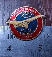 Airplane Tupolev Tu-144 Soviet Union Metal Badge Pin USSR Aviation Avia Aluminium AEROFLOT - Avions