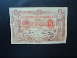 BELGIQUE * : 5 FRANCS   1-7-1914    COB 8a ** / P 74a     Magnifique TTB+  *** - 5-10-20-25 Francs