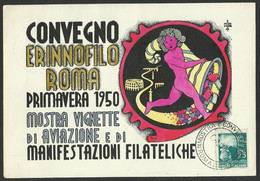 Italy Convegno Erinnofilo- Roma 1950 Vignette Di Aviazione Mostra Di Propaganda -10 X 15 Cm (see Sales Conditions) 04310 - Exposiciones