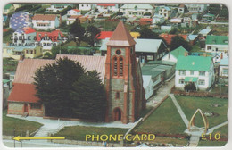 FALKLAND ISLANDS - Christ Church Cathedral (Reprint) , CN:195CFKA, Dashed Zero: "Ø", 10 £,tirage 10.000, Used - Falkland