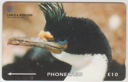 FALKLAND ISLANDS - King Cormorant (Reprint),CN:314CFKA, Normal Zero: "0", 10£, Tirage 20.000, Used - Islas Malvinas