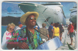 BRITISH VIRGIN ISLANDS - Man Drums Cruiseship (Chip On Back), GEM5 (Black), 10$, Used - Islas Virgenes