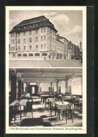 AK Straubing / Nb., Café Und Hotel National Mit Innenansicht - Straubing