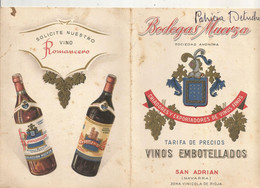 JCR ,menu , 1966 , Vino ROMANCERO , Espagne , Navarra , SAN ADRIAN ,Bodegas Muerza ,2 Scans , Frais Fr 1.85 E - Menus