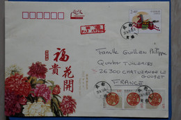 V22   CHINA BELLE  LETTRE   1989  CHINE POUR CHATUZANGE FRANCE+ AFFRANCH. INTERESSANT - Cartas