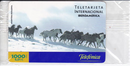 TARJETA PREPAGO DE ESPAÑA DE TELEFONICA IBEROAMERICA 1000 PTAS (CABALLO-HORSE) (NUEVA-MINT) - Caballos