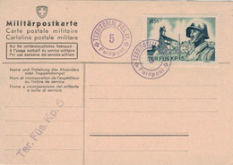 Militärpostkarte Territorial-Füsilier-Kompanie No. 5 Feldpost 1939 - Soldat Mit Bajonett - Abstempelungen