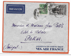 AIR FRANCE 1940 YT 393 10F Vincennes Donjon - MERCURE Sur Lettre Avec Surtaxe PAR AVION Pour SENEGAL Dakar - Covers & Documents