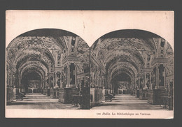 Vaticano - La Bibliothèque Au Vatican - Stereo Card - Vatican