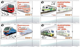 Russia And Finland 2021 European Year Of Rail Commuter Trains Peterspost Set Of 4 Stamps With Labels - Ongebruikt