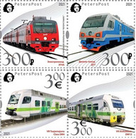 Russia And Finland 2021 European Year Of Rail Commuter Trains Peterspost Set Of 2 Strips Of 2 Stamps Each - Nuovi