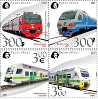 Russia And Finland 2021 European Year Of Rail Commuter Trains Peterspost Set Of 2 Strips Of 2 Stamps Each - Ungebraucht