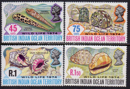 British Indian Ocean Territory BIOT 1974 Wildlife II Set Of 4, MNH, SG 58/61 (A) - Territoire Britannique De L'Océan Indien