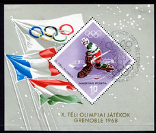 HUNGARY 1967 Winter Olympics Block Used.  Michel Block 62 - Blocks & Kleinbögen