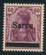 1920, 60 Pfg. Germania "Sarre" Rotlila Sauber Entfalzt, Doppelt Geprüft Burger BPP - Nuovi