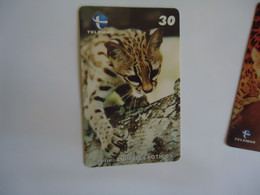 BRAZIL USED CARDS ANIMALS  TIGER - Crocodiles And Alligators