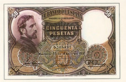 Spain España Espagne 1 PCS 1 NOTE 1 BANKONOTE 50 Pesetas 1931 Aunc - 1000 Peseten