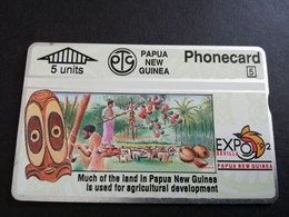PAPOEA NEW GUINEA 5 UNITS   AGRICULTURAL DEVELOPMENT  EXPO 92  L&G CARD SERIE 203A    MINT  ** 5776** - Papua Nuova Guinea