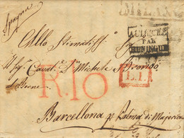 Sobre . 1828. MILAN A PALMA DE MALLORCA. Marca De Origen MILANO, Tránsitos AUTRICHE / PAR / HUNINGUE, En Negro L.1, En R - Other & Unclassified