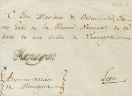 Sobre Yv . (1820ca). Frontal De MANAGUA A LEON. Marca MANAGUA, En Tinta De Escribir, En Nuestra Opinión Su Estampación S - Andere & Zonder Classificatie