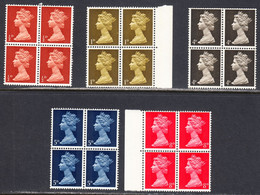 Great Britain 1967-70 Mint No Hinge, Machin, Blocks, Sc# ,SG 723,724,731,735,738 - Ongebruikt