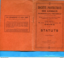 Carnet Statuts-sté Protectrice Des Animaux-TOURS-Refuge Joué Les Tours+3 Ordonnances De1947 - Supplies And Equipment