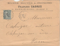 Algérie Lettre Entête François Cabrié à Hammam Righa Cachet Ambulant Convoyeur Oran à Alger 14/9/1905 - Altri