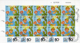 Israel 2010 "Israel Animation", Irregular Decorated Complete Sheet Of 15 Stamps With FD PM's - Gebraucht (mit Tabs)