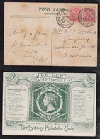 New South Wales Australia 1905 Picture Postcard SYDNEY ST. JAMES HALL 5D Jubilee Postmark Local Use - Brieven En Documenten