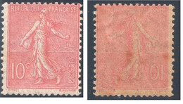 Semeuse Lignée 10c Rose Neuf Avec Gomme Impression RECTO VERSO Yv 129e - 1903-60 Säerin, Untergrund Schraffiert