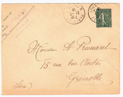 PARIS 22 R Taitbout Lettre Entier 147x112 Mill 841 4 Lignes 15c Semeuse Lignée Yv 130-E8 Ob 21 3 1919 - Standard Covers & Stamped On Demand (before 1995)