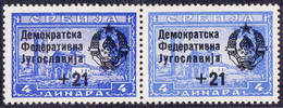 JUGOSLAVIA  SERBIA - 5 + 6 Line - Blue + Ultramarine Color - **MNH - 1945 - EXTRA RARE - Geschnittene, Druckproben Und Abarten