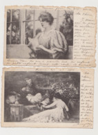 2 Cartes Dessinées  /Scène Orientale ; Femme Lisant Une Lettre ( Signée .illustrateur à Identifier) - Ohne Zuordnung