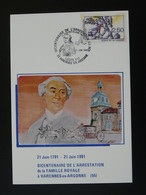 Carte Maximum Card Révolution Française Arrestation Du Roi Louis XVI Varennes En Argonne 55 Meuse 1991 - Franz. Revolution