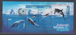 Australia AAT 1995 Whales & Dolphins O/P Singapore Stamp Exhibition S/S MNH - Andere & Zonder Classificatie