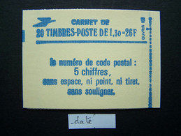 2059-C4a CONF. 8 CARNET DATE DU 16.8.79 FERME 20 TIMBRES SABINE DE GANDON 1,30 ROUGE CODE POSTAL - Modern : 1959-...