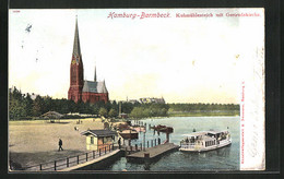 AK Hamburg-Barmbek, Kuhmühlenteich Mit Gertrudekirche - Noord