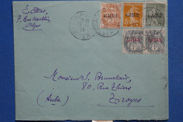 W1 ALGERIE BELLE LETTRE ASSEZ RARE 1924 ALGER A TROYES FRANCE+   PAIRE DE T.P SURCHARGES  + AFFRANCH INTERESSANT - Storia Postale