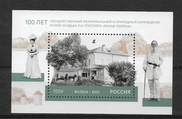 Russia 2021 S/S, Lev Tolstoy, Yasnaya Polyana Estate Museum, SK # 2774,VF MNH** - Unused Stamps