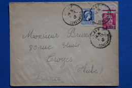 W1 ALGERIE BELLE LETTRE 1947 CONSTANTINE A TROYES FRANCE  +BORD DE FEUILLE AFFRANCH INTERESSANT - Lettres & Documents