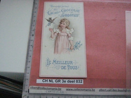 1 Litho Card 1895 GROOTES Cocoa Chocolate 15X8cm Girl With A Dove Bringing Love, Found It As Bookmarker Bookmark - Altri & Non Classificati