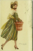 BOMPARD SIGNED 1910s POSTCARD - WOMAN & FRUITS - N.971/1 (BG1418) - Bompard, S.