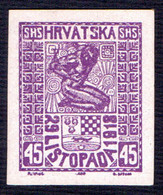 CROATIA - HRVATSKA - SHS  - ESSEY On CARDBOARD - **MNH - 1918 - Croacia