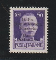 R.S.I - BASE  ATLANTICA:  1943  IMPERIALE  -  50 C. VIOLETTO  N. -  VARIETA'  I  DIVERSA  -  TIMBR. BIANCHI  - CEI 11 H - Altri & Non Classificati