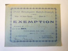 2021 - 2370  AUCH (Gers)  :  Petit Séminaire SAINT-JOSEPH  1933  -  EXEMPTION  40 Points D'honneur  XXX - Non Classés