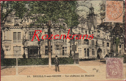 Neuilly Sur Seine Hauts De Seine Le Chateau De Madrid Animee Colorisee Timbre 1920 Vers A Congo Belge Banque Du CPA - Neuilly Sur Seine