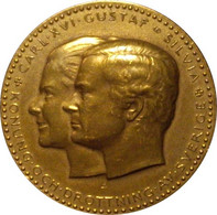 SUECIA. MEDALLA BODA REAL CARLOS GUSTAVO XVI Y SILVIA. 1.976. BRONCE - Adel