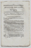 Bulletin Des Lois N°505 1822 Réorganisation Douanes/Brevets D'invention (Chagot Cristaux Montcenis, Jean-Chrétien Dietz) - Décrets & Lois